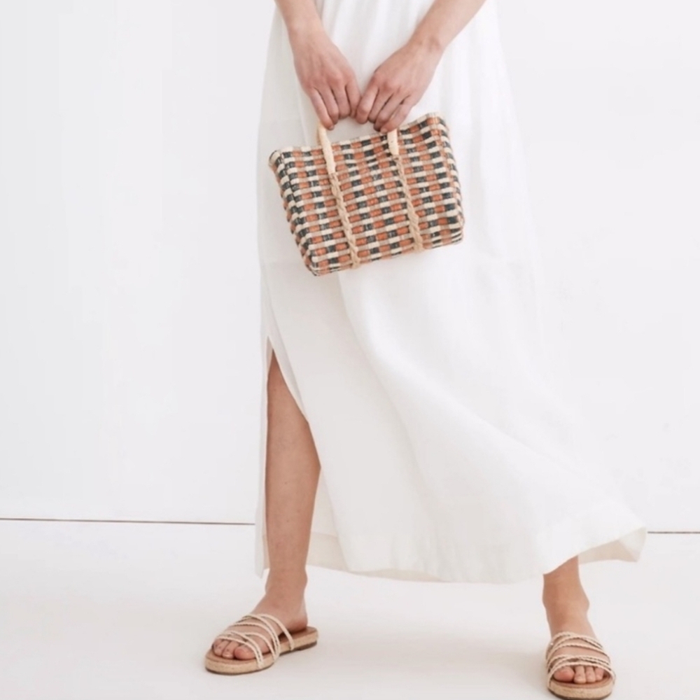 NWT Madewell Linen-Blend Smocked-Waist Maxi Skirt with Pockets Cream XXL